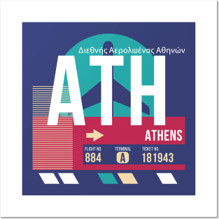 Athens, Greece (ATH) Airport Code Baggage Tag E Posters and Art